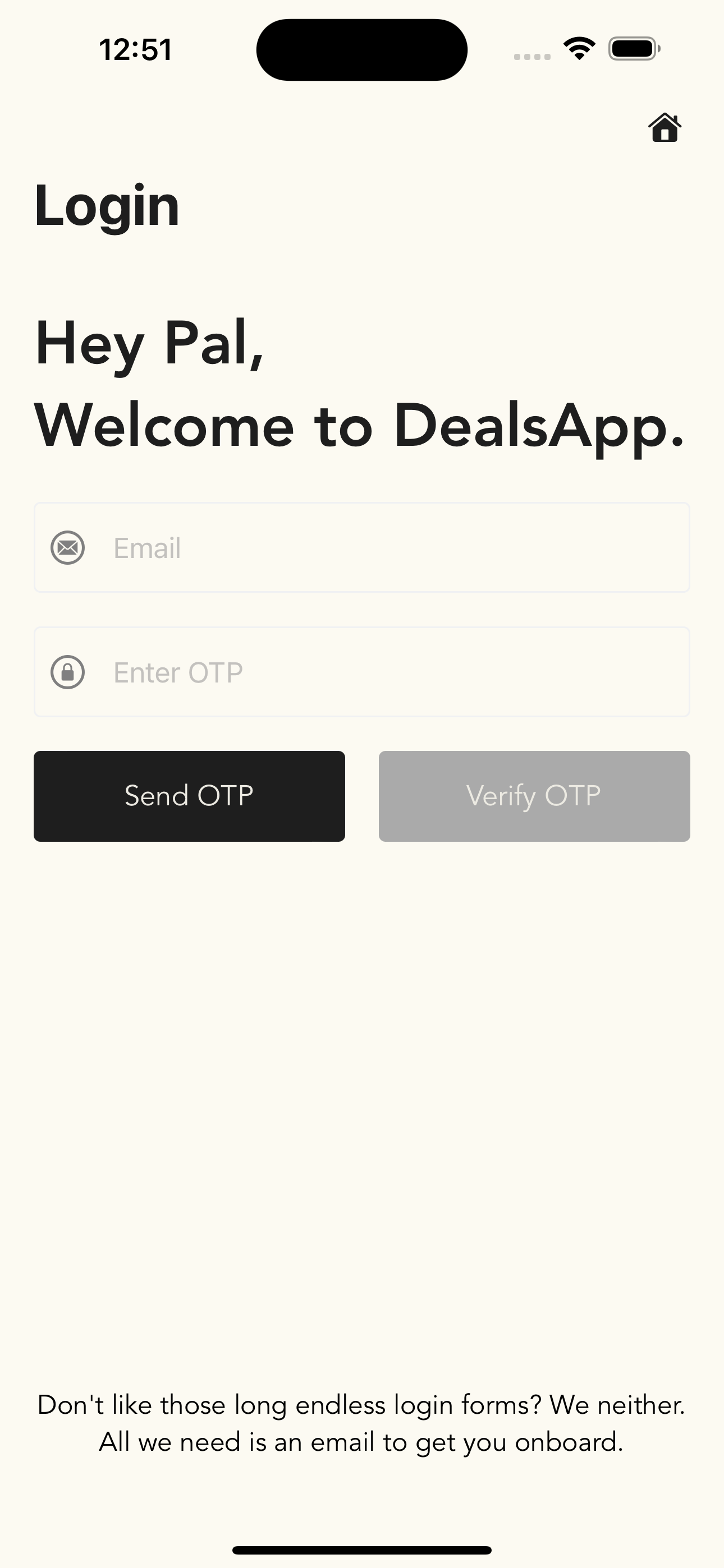 Login Screen Screenshot